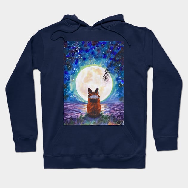 Corgi - full moon meditation Hoodie by AgniArt